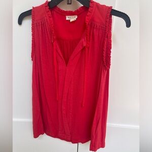 Anthropologie Meadow Rue Red Ruffle-Edge Sleeveless Tank